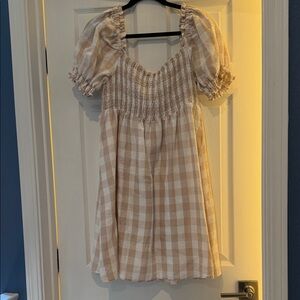 House of Harlow Beige and White Checkered Dress